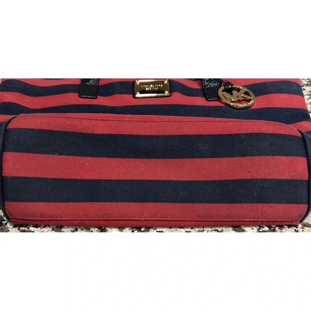 Michael Kors Jet Set Purse Tote Red Blue Strap Jet Set‎ Cloth Canvas